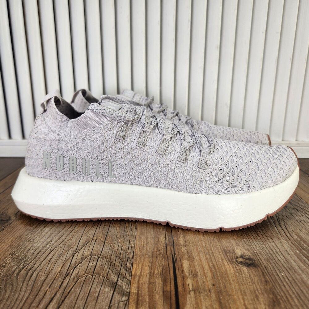Nobull Drive Knit Running Shoes Womens Sz 10 Gray White Cross Training Sneakers